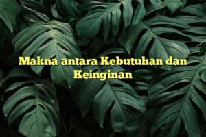 Makna antara Kebutuhan dan Keinginan