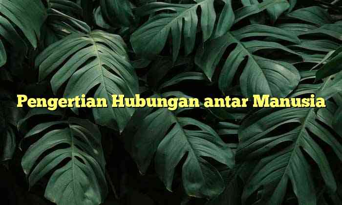 Pengertian Hubungan antar Manusia